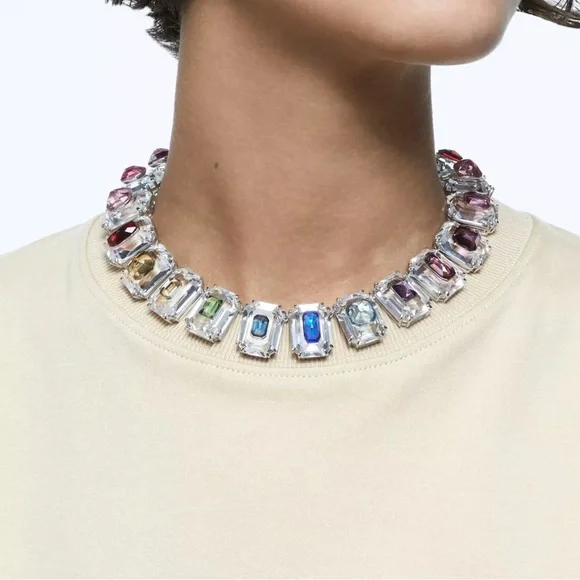 Pre owned Authentic Swarovski Colorful Statement Necklace with earrings - Picture 7 of 17